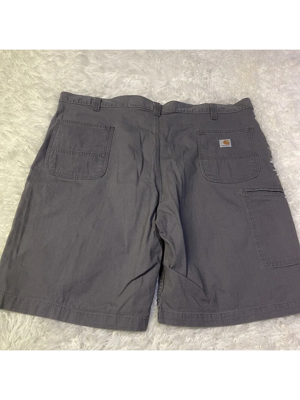 Carhartt Mens Size 46 Relaxed Fit Gray 102514 Canvas Work Shorts Carpenter